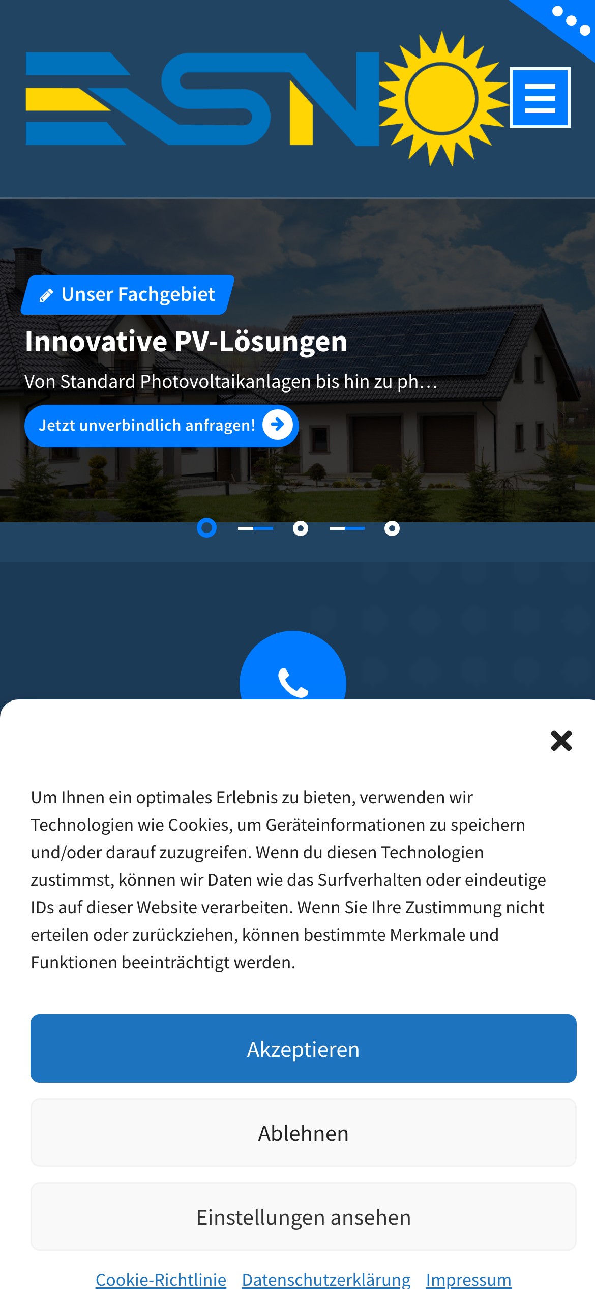 ESNO Mobile-Ansicht