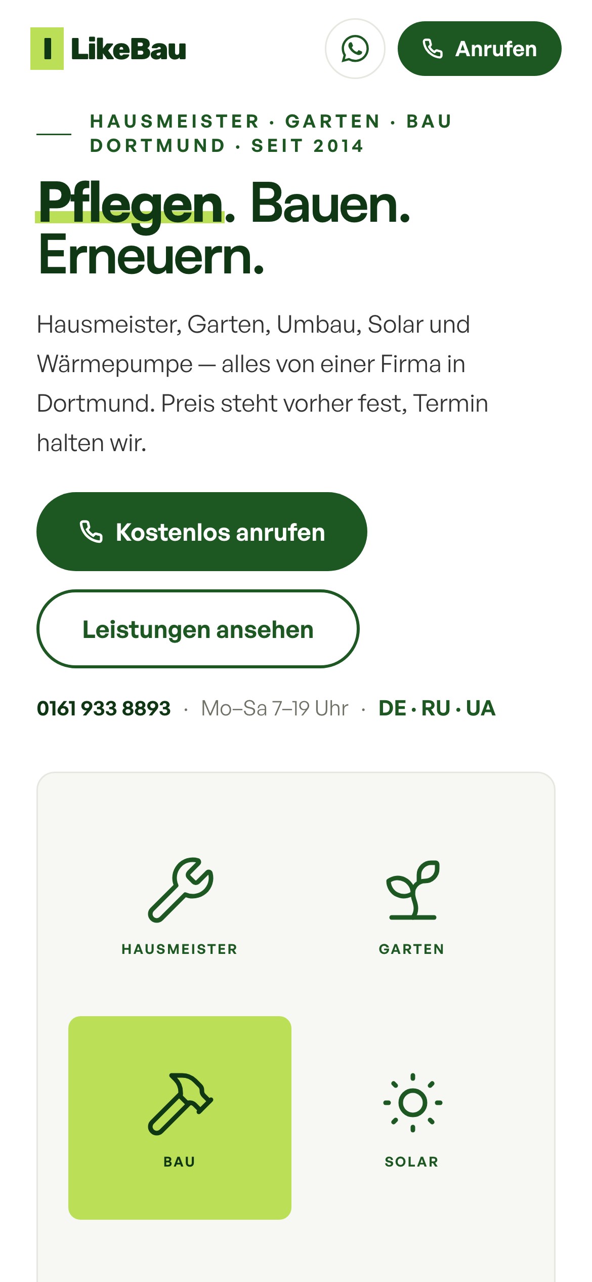 ILikeBau Dortmund — mobile Ansicht, gebaut von BetriebsAutomatik