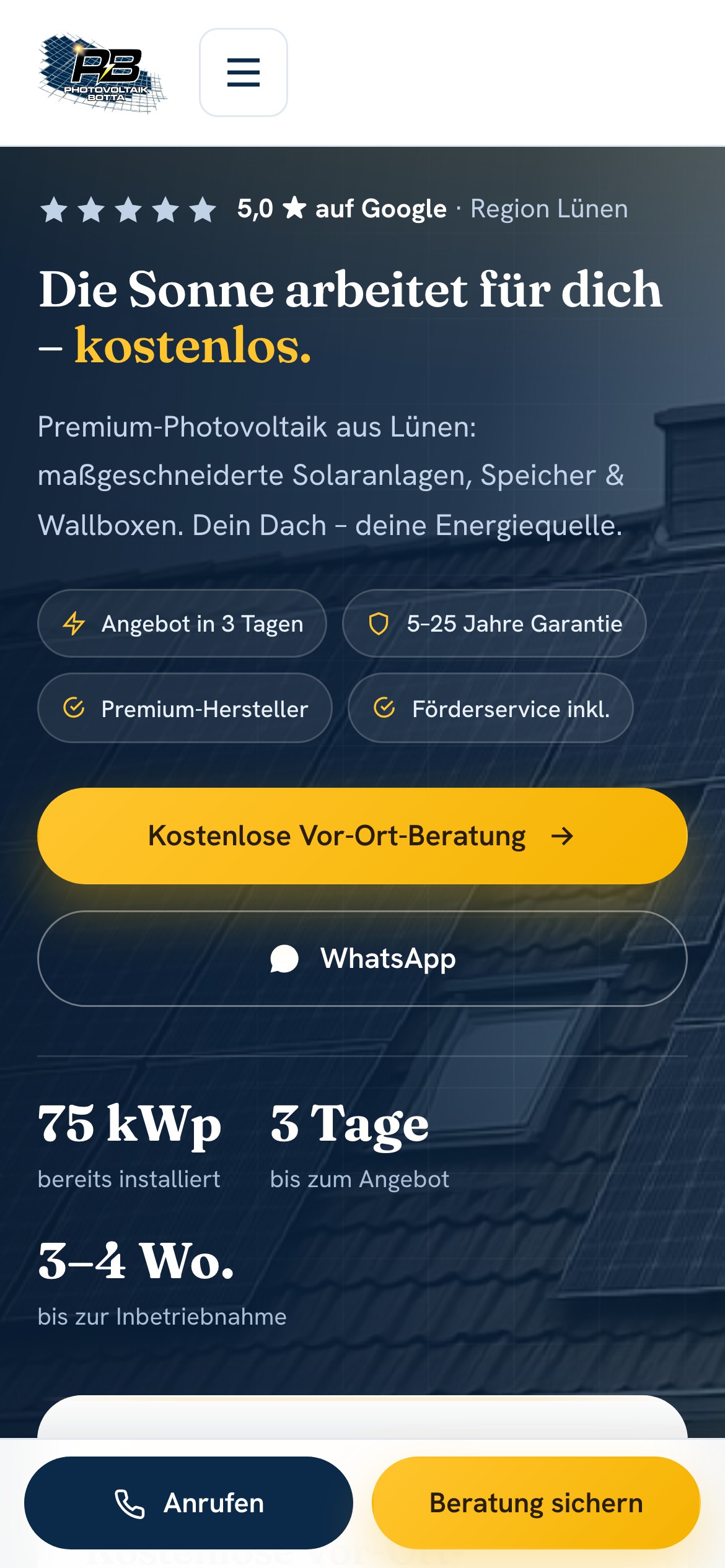 PV Botta Mobile-Ansicht