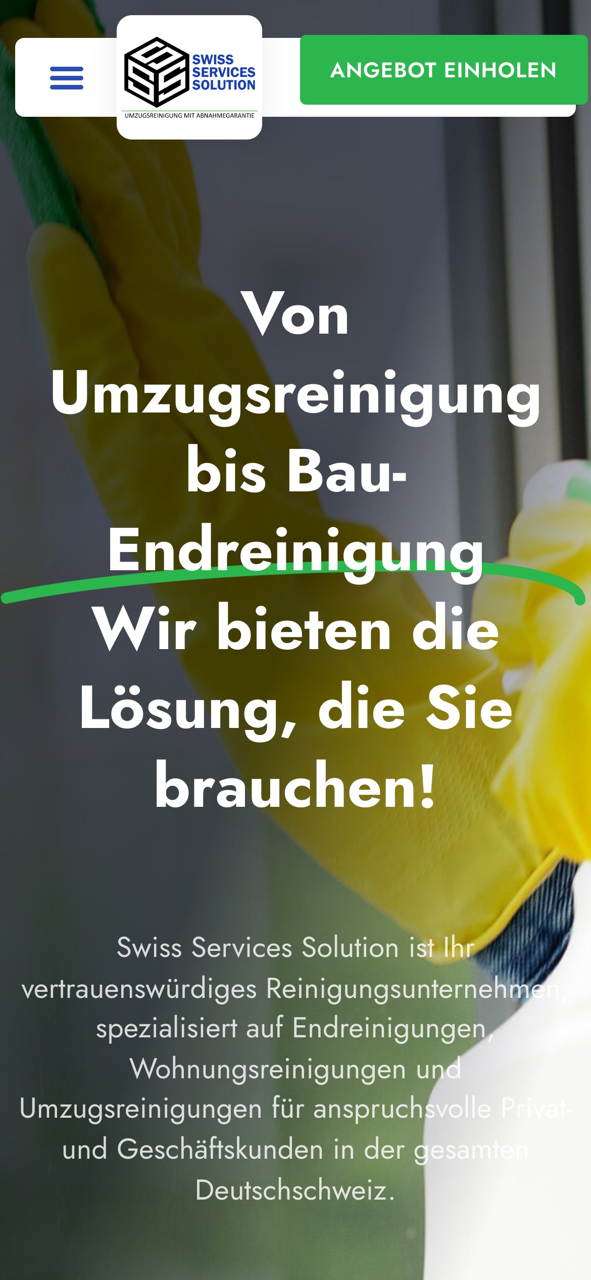 Swiss Services Solution Mobile-Ansicht